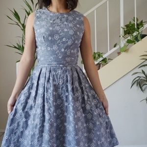 Eyelet chambray dress